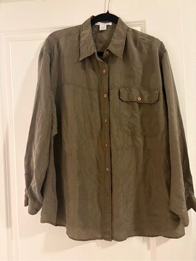 The Limited 100% Silk Utility Button-Up Shirt | Size L